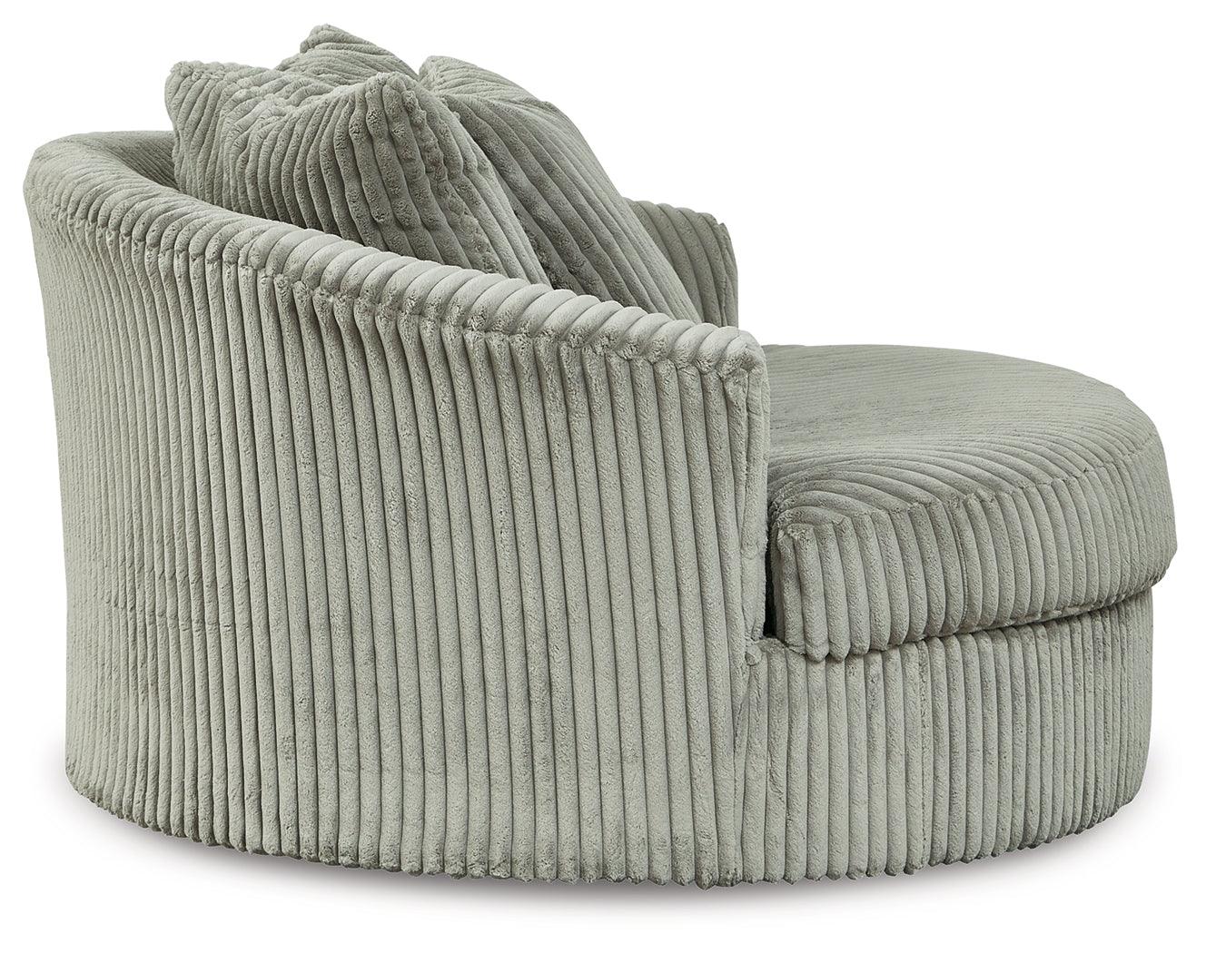 Lindyn Fog Velvet Oversized Swivel Accent Chair rear view