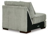 living room view with Lindyn Fog 3-Piece Sectional Sofa with Double Chaise
