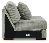 accented view of Lindyn Fog 3-Piece Sectional Sofa with Double Chaise