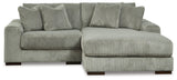 Side angle of Lindyn Fog 2-Piece Sectional with Chaise showing chaise