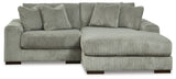 Side perspective of Lindyn Fog Sectional Sofa with Ottoman