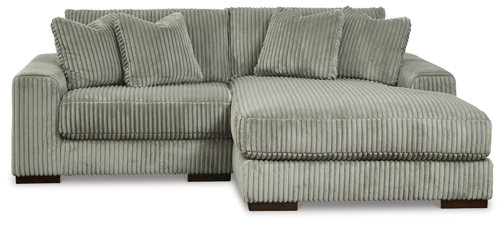 Side perspective of Lindyn Fog Sectional Sofa with Ottoman