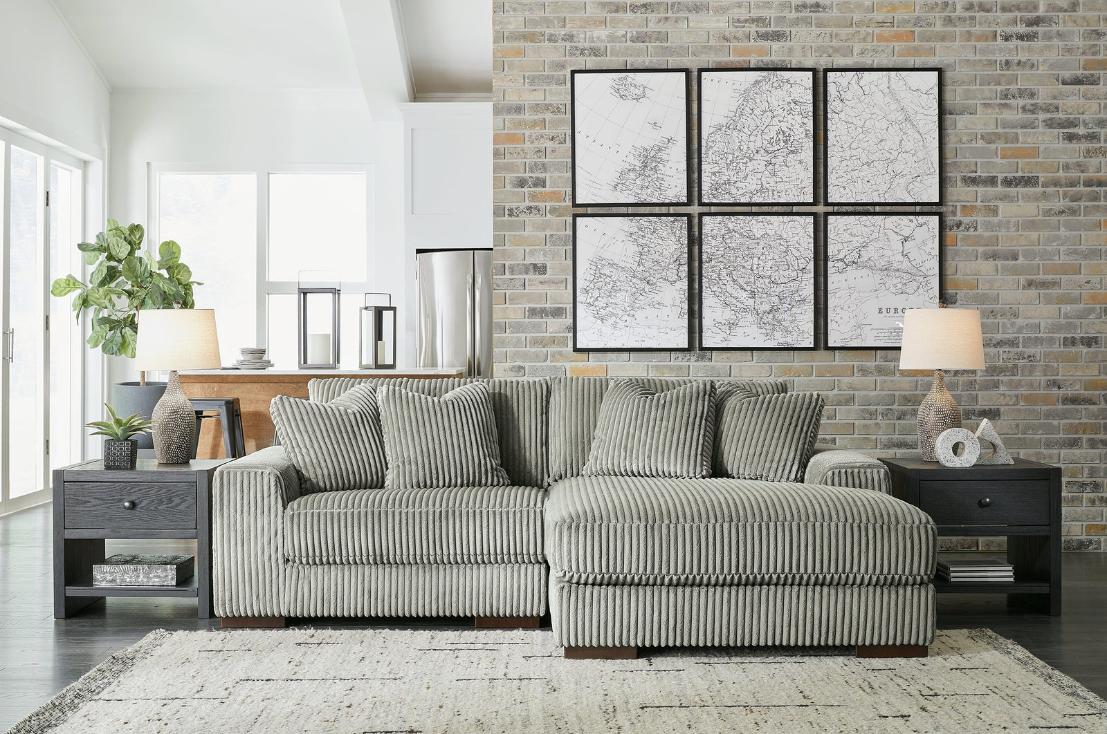 main view of Lindyn Fog 2-Piece Sectional With Chaise sectional sofa