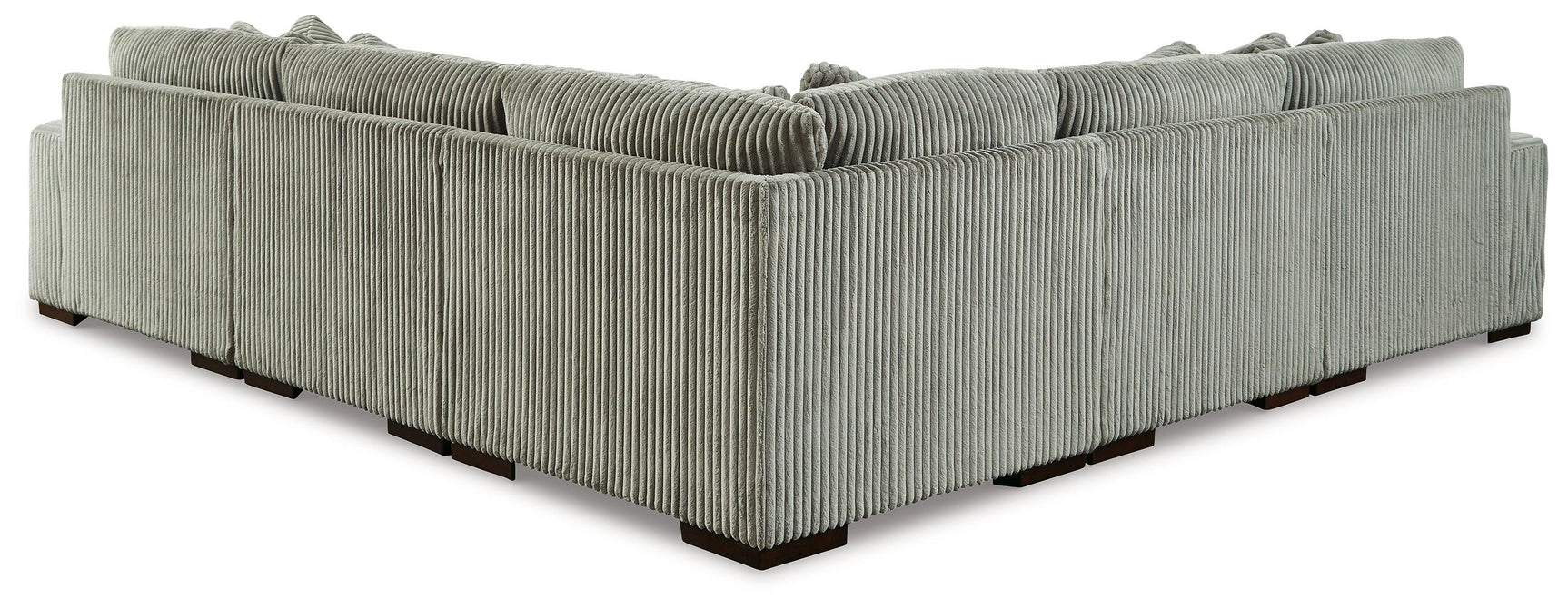 Detailed view of Lindyn Fog 5-Piece Sectional sofa fabric and frame
