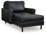 Bryceview Onyx leather chaise side view showcasing linear design