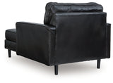 Bryceview Onyx leather chaise back view displaying upholstery finish