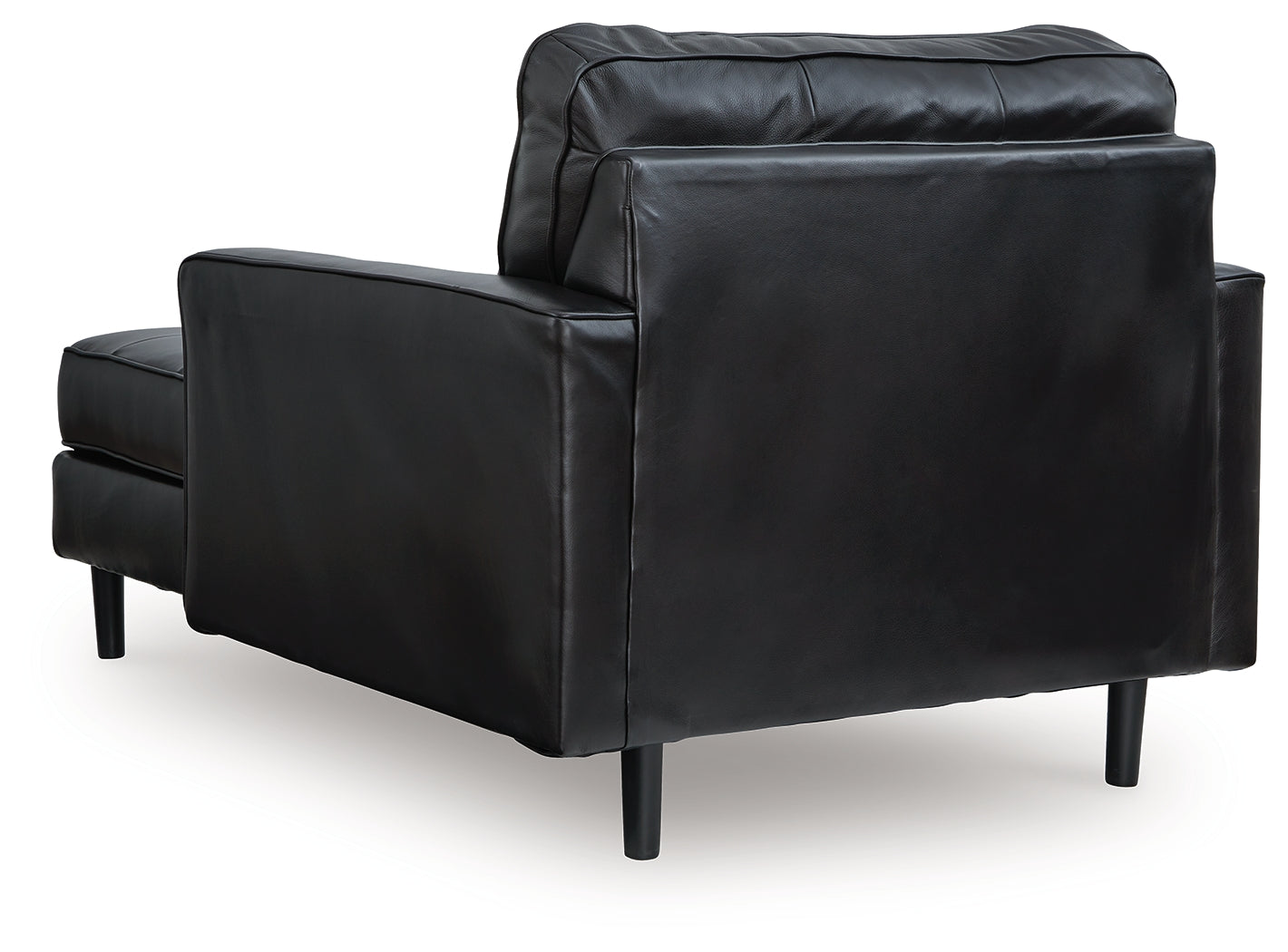 Bryceview Onyx leather chaise back view displaying upholstery finish