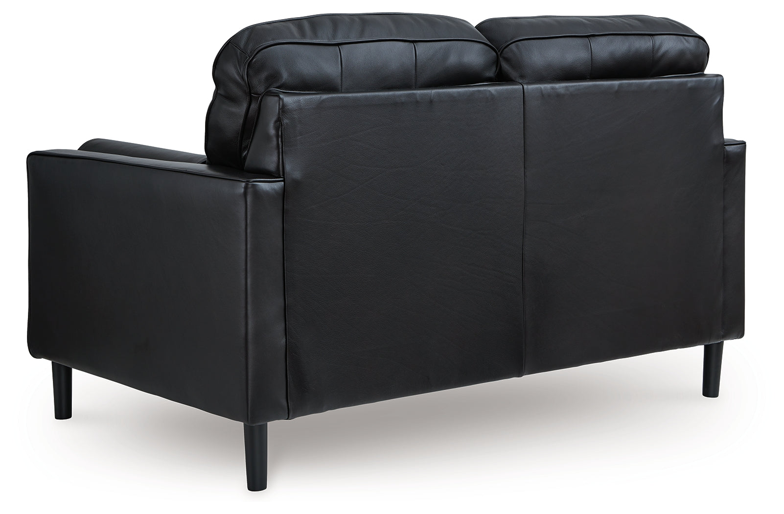 Bryceview Onyx leather match loveseat back view