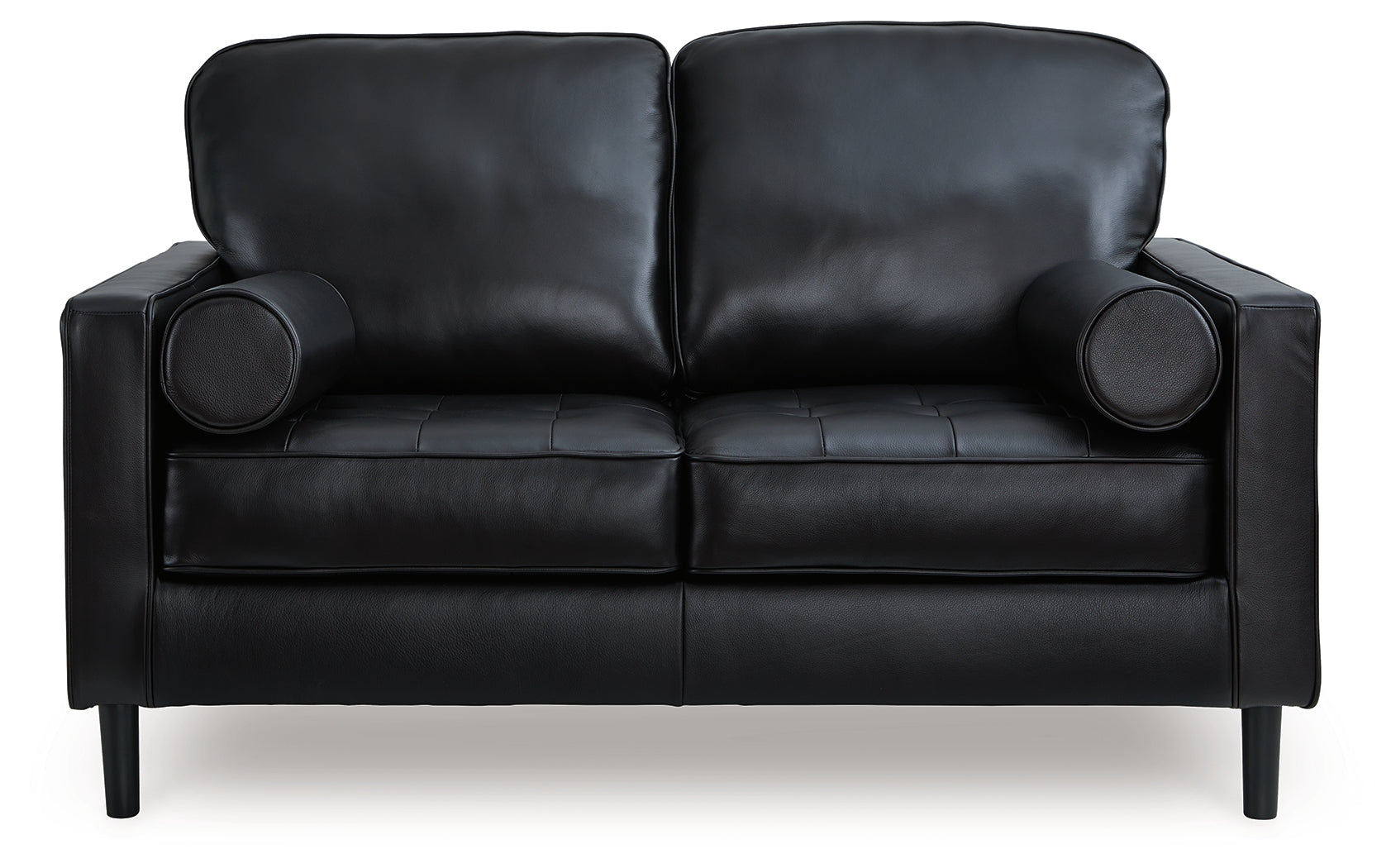Bryceview Onyx leather match loveseat front view