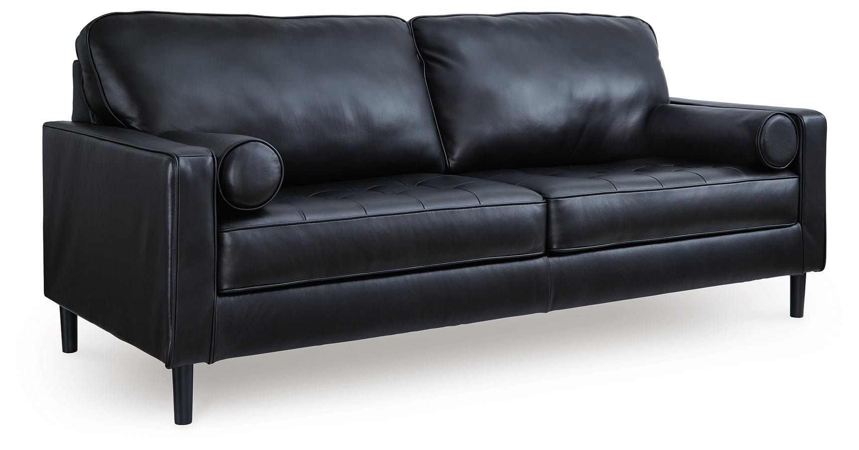 Bryceview Onyx Leather Sofa side view