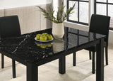 Close-up detail of Resia black rectangular dining room table
