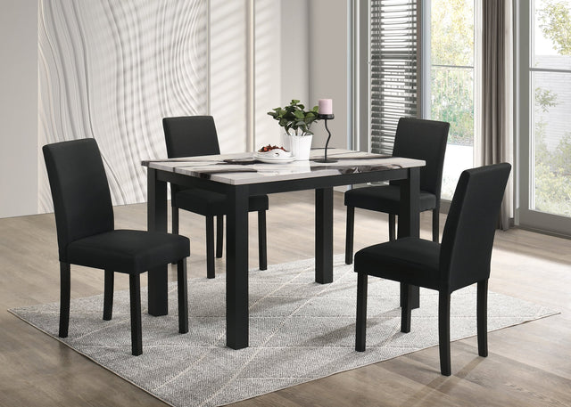 Resia Brown Marble Dining Set With Table And 4 Side Chairs from Decor Furniture