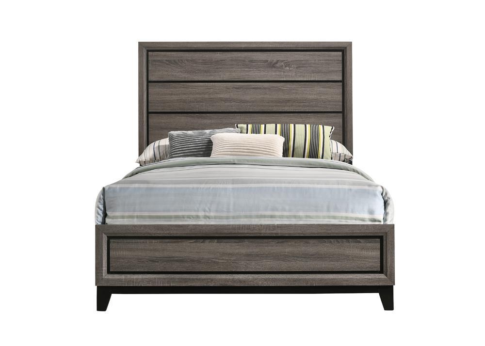 Watson Grey Oak Full Panel Bed headboard detail