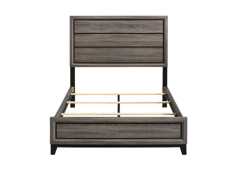 Watson Grey Oak Full Panel Bed tapered leg close-up