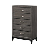 Watson Queen Bed Grey Oak and Black - Side angle highlighting wood grain