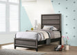 Watson Twin Panel Bed Grey Oak with panel headboard front view