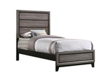 Side view of Watson Twin Panel Bed in Grey Oak