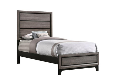 Side view of Watson Twin Panel Bed in Grey Oak
