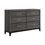 Watson 5-Drawer Chest Grey Oak and Black detail of tapered legs