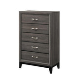 Watson 5-Drawer Chest Grey Oak and Black angled view