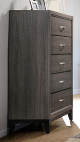 Watson Eastern King Bed Grey Oak And Black - support leg detail
