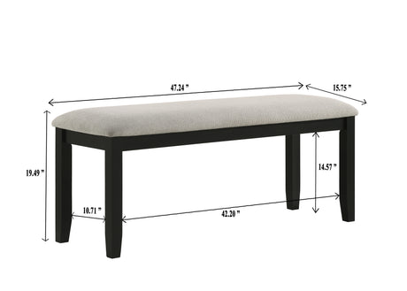 Room view featuring bench placement with table and chairs