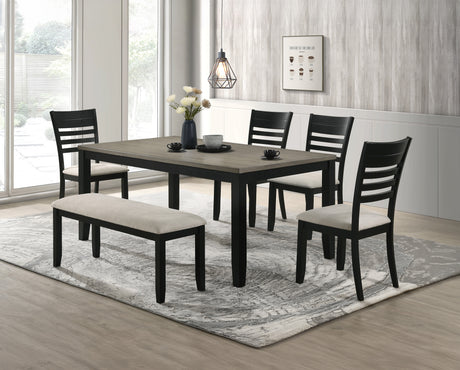 Room view of Folio Gray Black Rectangular Dining Room Set dining furniture
