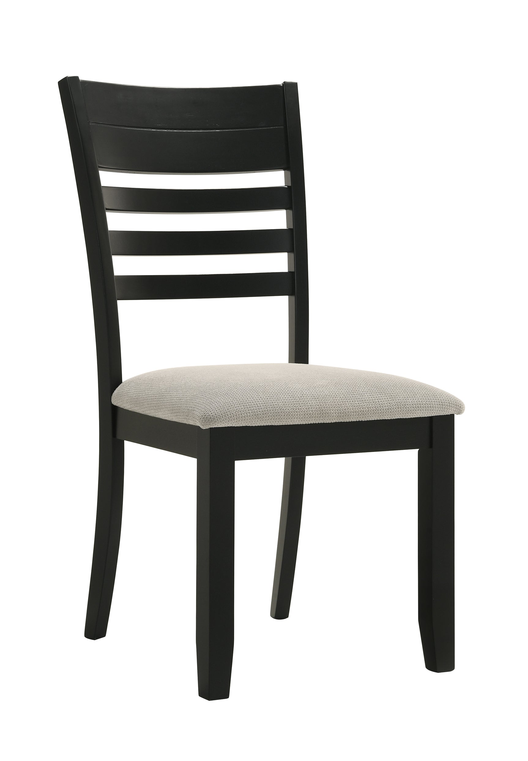 Detail view of dining chairs from Folio Gray Black Rectangular Dining Room Set
