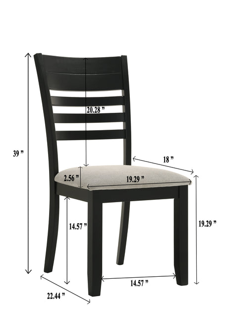 Detail view of chair upholstery from Folio Gray Black Rectangular Dining Room Set