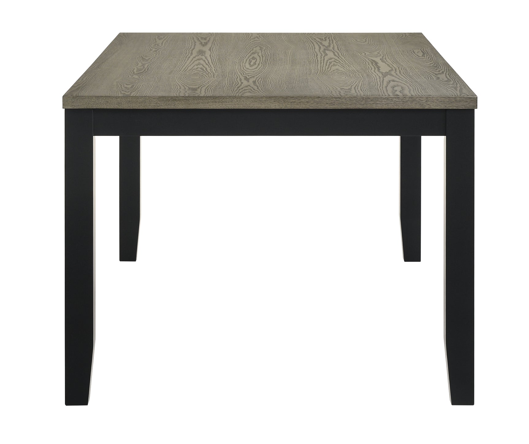 Room view of table surface and legs in Folio Gray Black Rectangular Dining Room Set