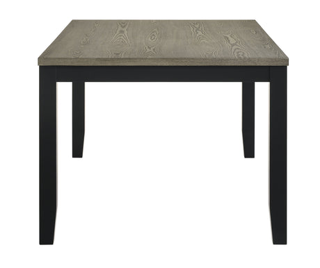 Room view of table surface and legs in Folio Gray Black Rectangular Dining Room Set
