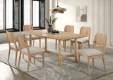 Detail view of Arden Natural Dining Set corner and finish
