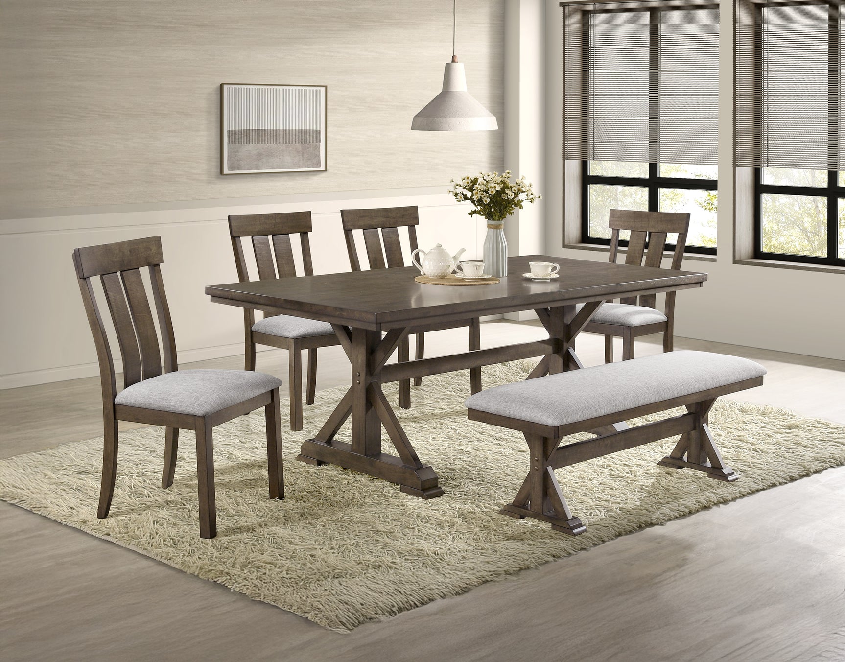 main view of Lloyd Gray Rectangular Dining Room Set dining room furniture