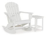 Sundown Treasure White Outdoor Chair with End Table — angled view