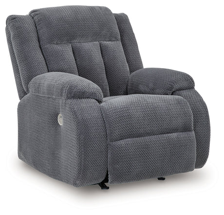 Observation Steel Velvet Power Recliner side view
