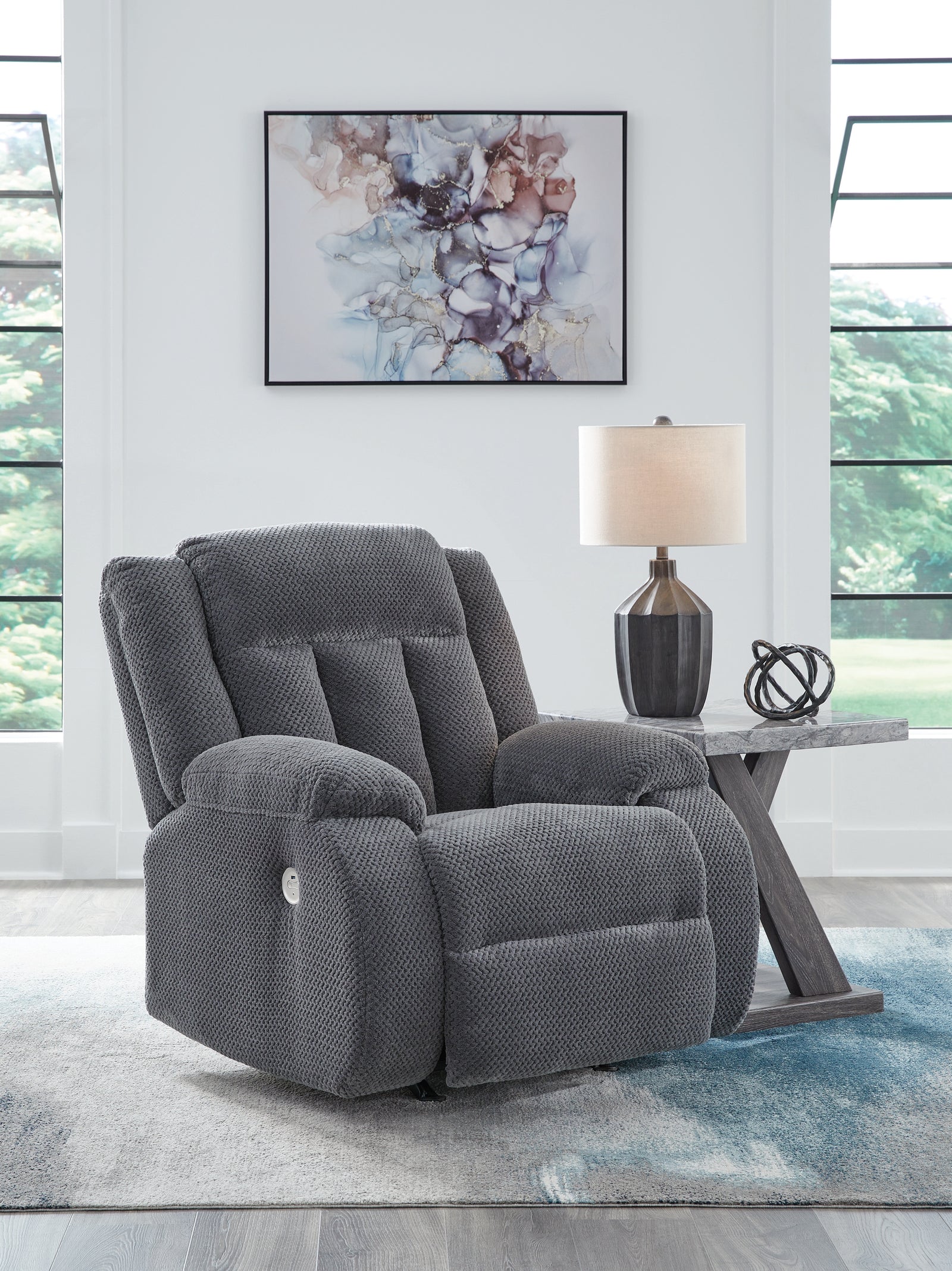 main view of Observation Steel Velvet Power Recliner recliner