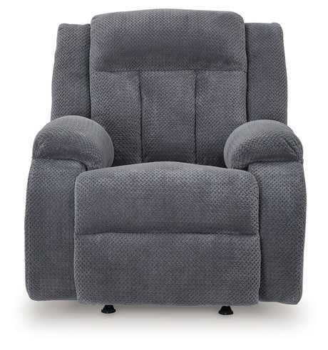 Observation Steel Velvet Power Recliner front-facing view