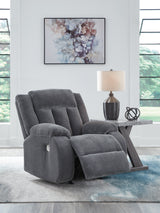 Observation Steel Velvet Power Recliner fully reclined