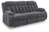Observation Steel Velvet Power Reclining Sofa with Drop Down Table