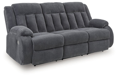 Observation Steel Velvet Power Recliner sofa closed angle