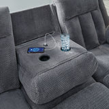 Observation Steel Velvet Power Reclining Sofa with Drop Down Table