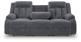 Observation Steel Velvet Power Reclining Sofa with Drop Down Table