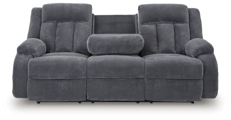 Observation Sofa drop-down table open with cup holders