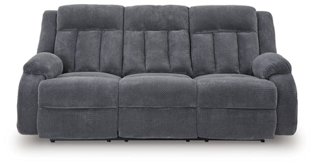 Observation Steel Velvet Sofa head on view
