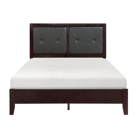 Edina Black Faux Leather Tufted Full Bed, front view