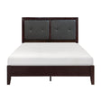 Edina Espresso Tufted Faux Leather Upholstered Queen Bed front view