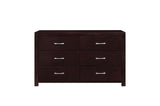 Close-up front view of Edina Espresso Faux Leather Tufted Platform Bed