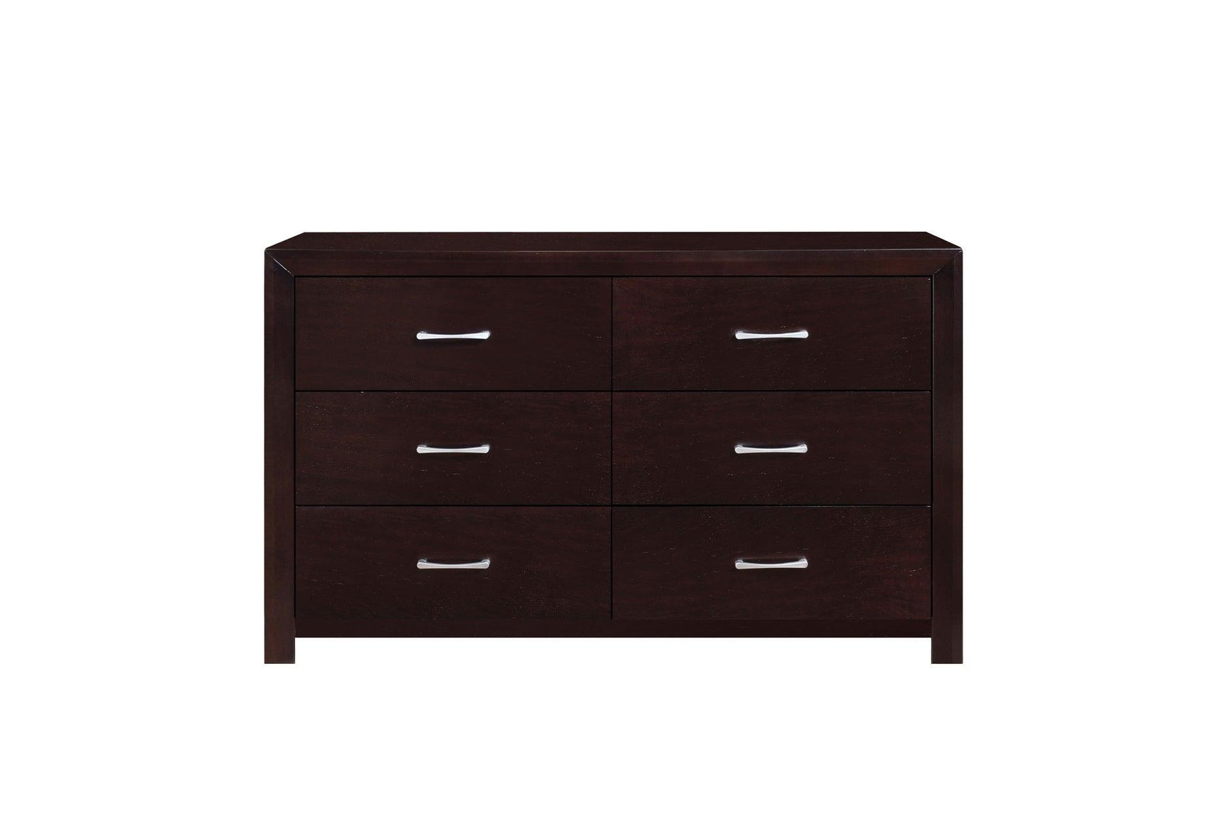 Close-up front view of Edina Espresso Faux Leather Tufted Platform Bed