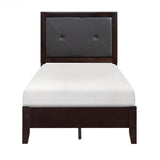 Edina Black Faux Wood Veneer, Wood And Engineered Wood Faux Leather Upholstered Tufted Twin Bed - Ella Furniture