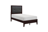 Bedroom side view of Edina Espresso Faux Leather Tufted Platform Bed
